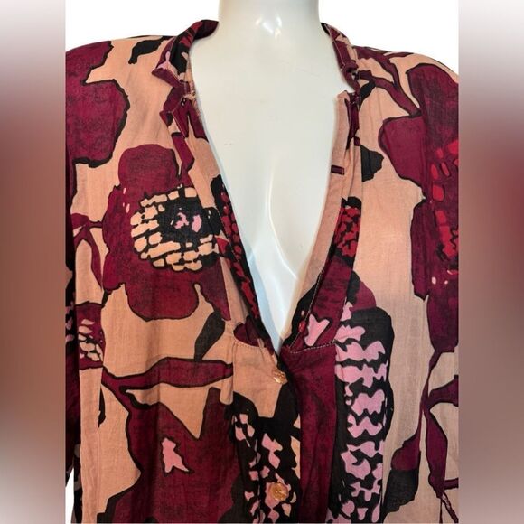 Masai Made in India Cotton Floral V Neck Tunic Top - Picture 4 of 8